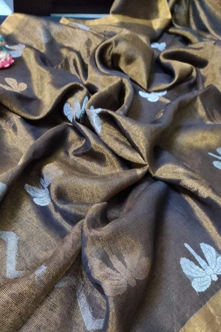 Kagojey Akash Tissue Linen Jamdani Saree