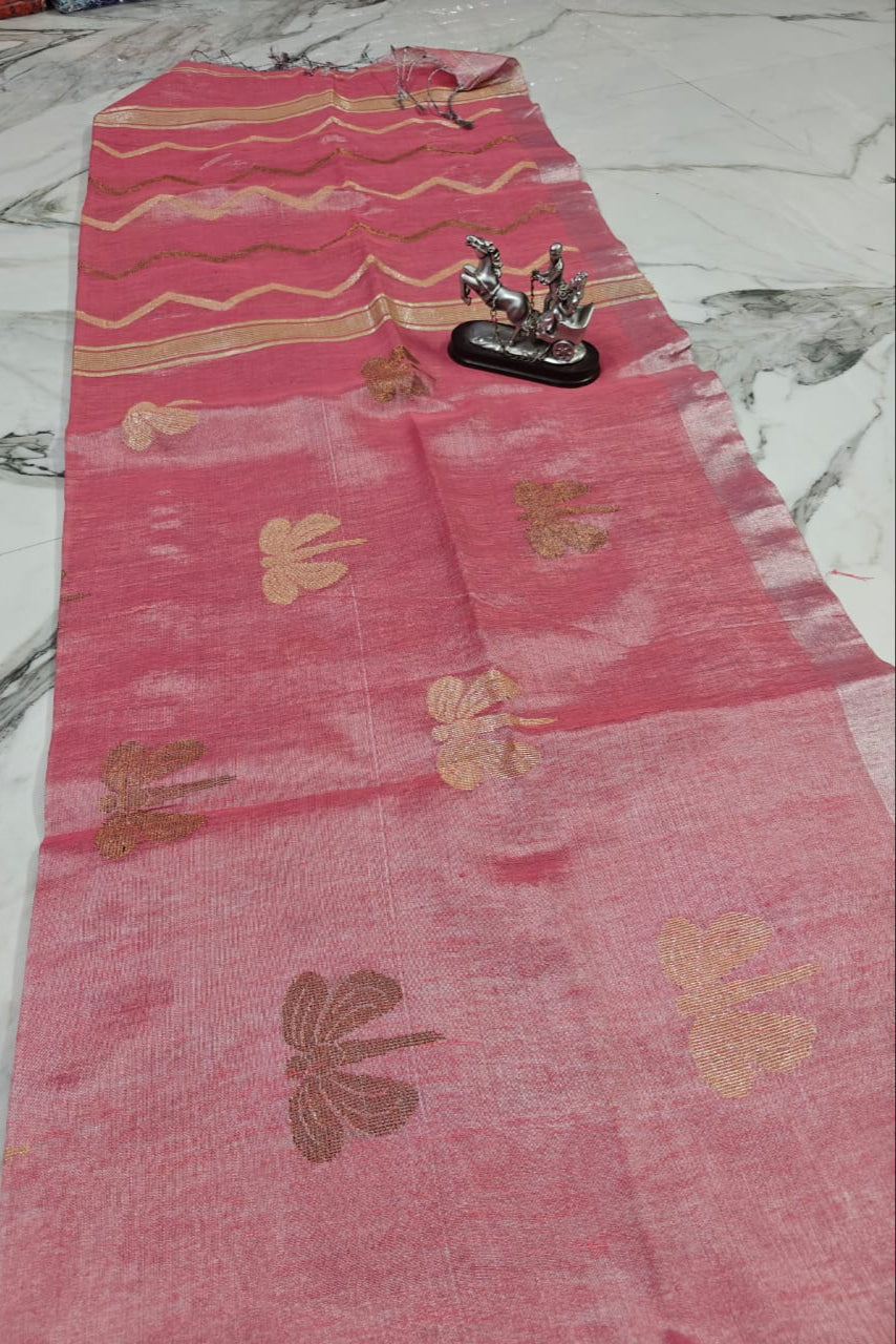 Kagojey Akash Tissue Linen Jamdani Saree