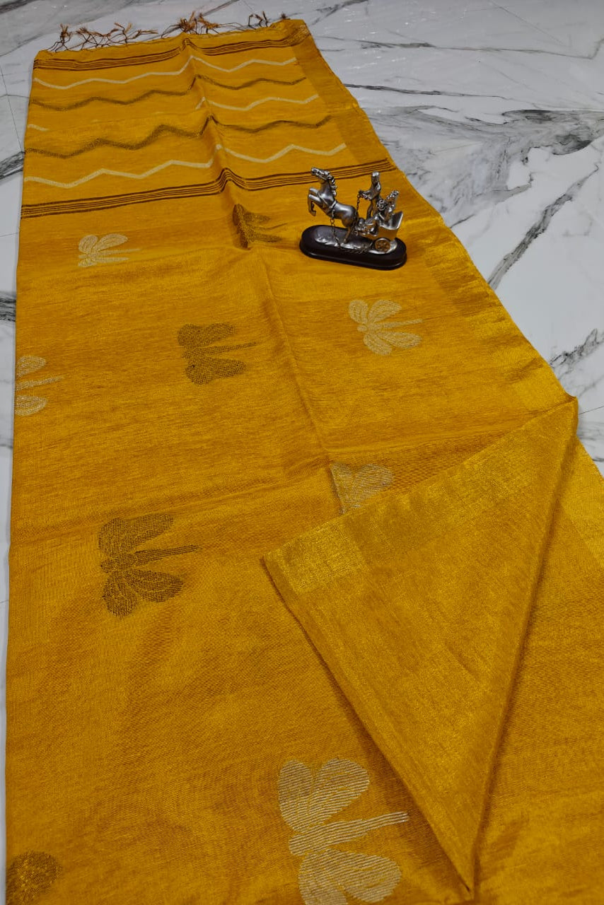 Kagojey Akash Tissue Linen Jamdani Saree