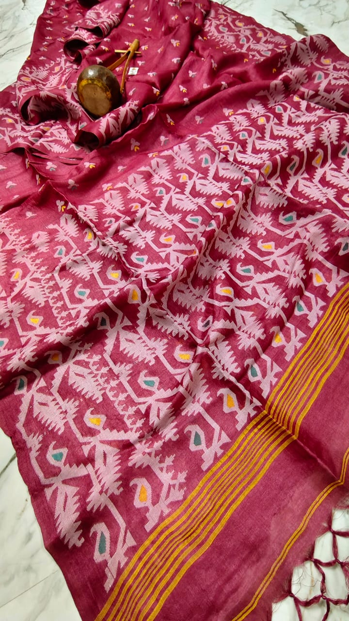 Golpo Roddur Tussar Jamdani Saree