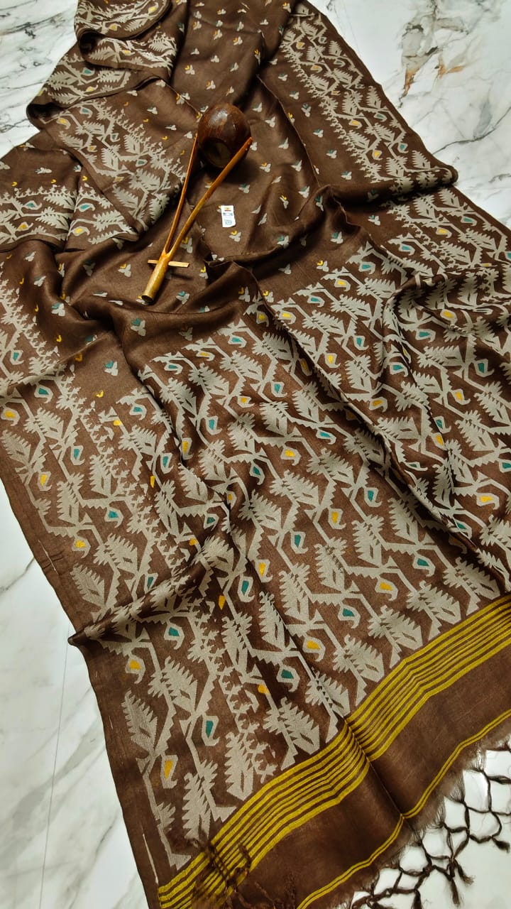 Golpo Roddur Tussar Jamdani Saree