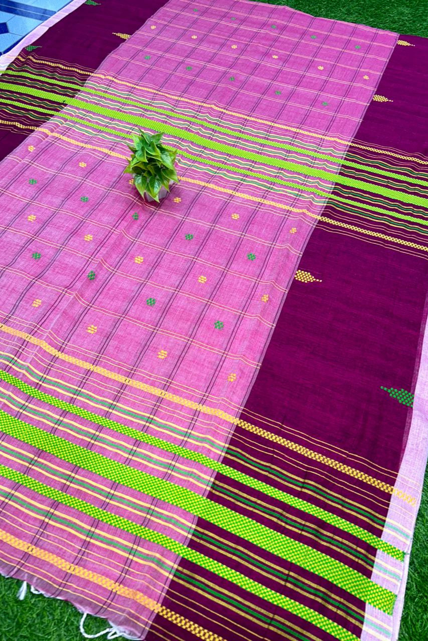 Dui Pakhi Check Cotton Saree