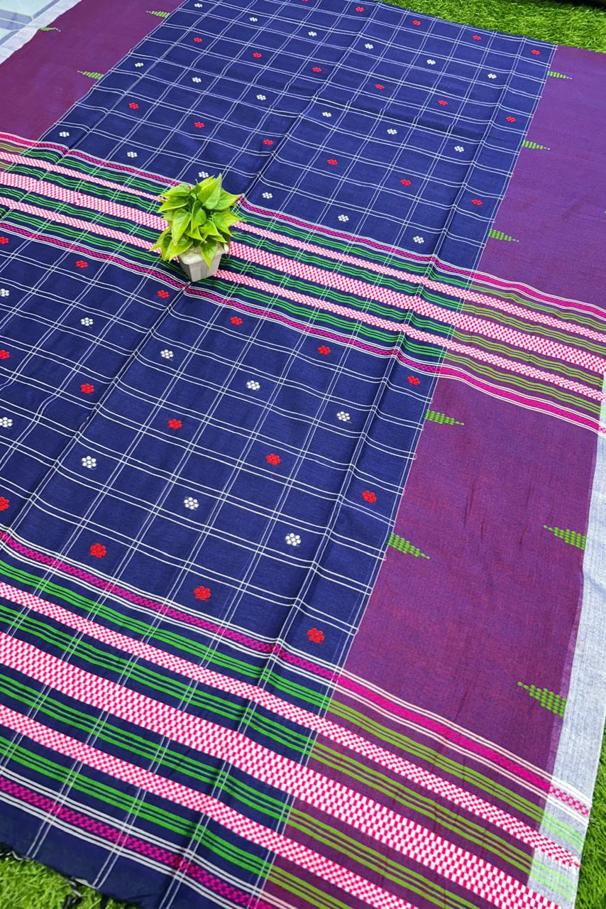 Dui Pakhi Check Cotton Saree
