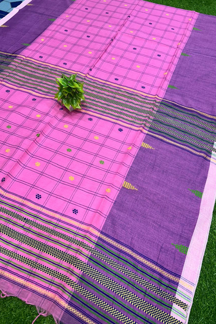 Dui Pakhi Check Cotton Saree