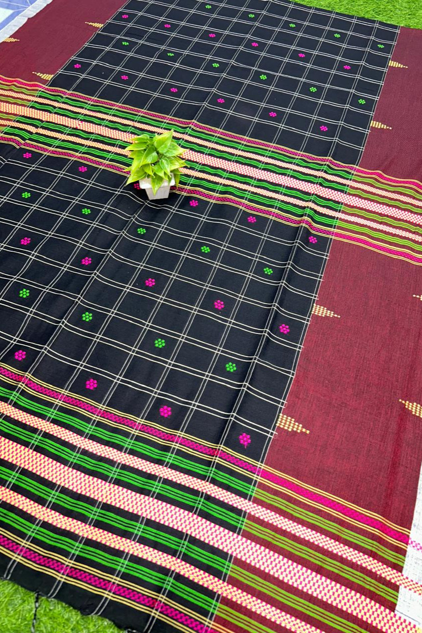 Dui Pakhi Check Cotton Saree
