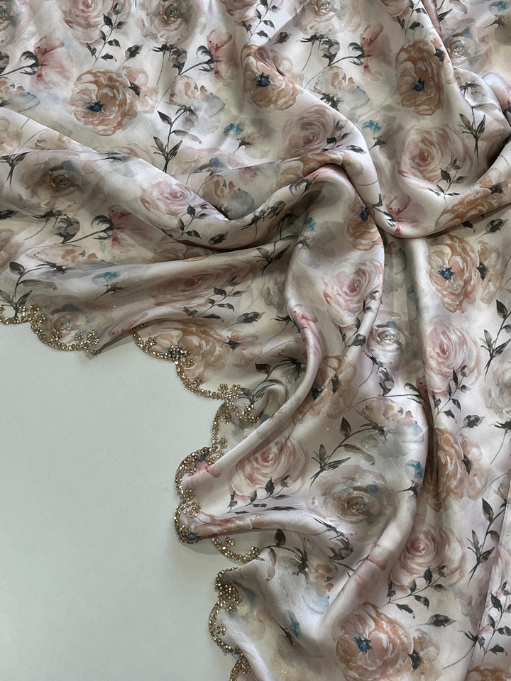 Wearing Royalty Satin Georgette Silk Saree