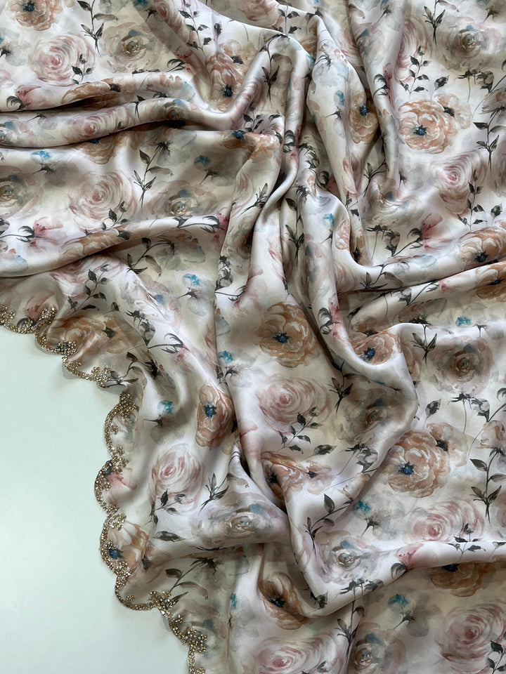 Wearing Royalty Satin Georgette Silk Saree