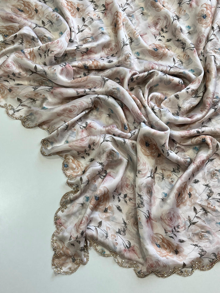 Wearing Royalty Satin Georgette Silk Saree