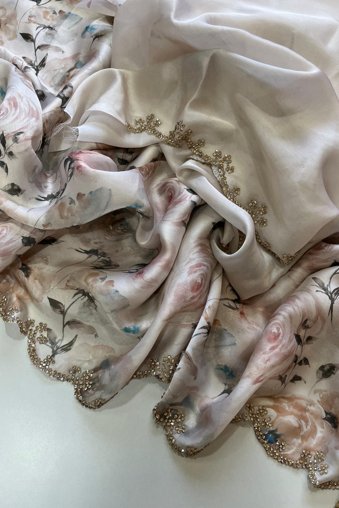 Wearing Royalty Satin Georgette Silk Saree