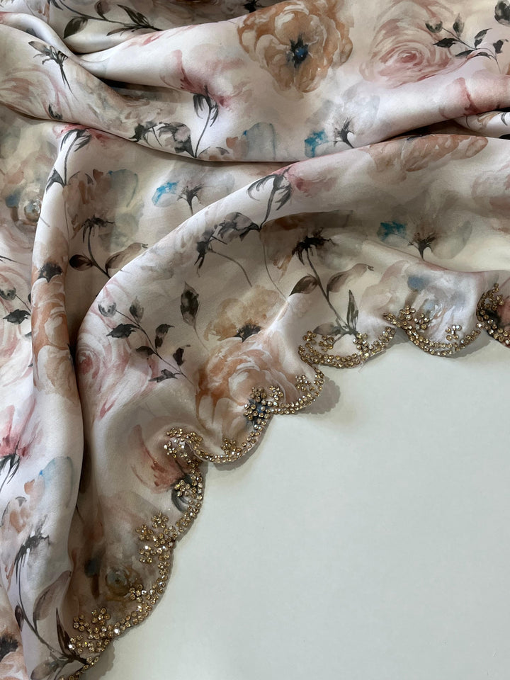 Wearing Royalty Satin Georgette Silk Saree