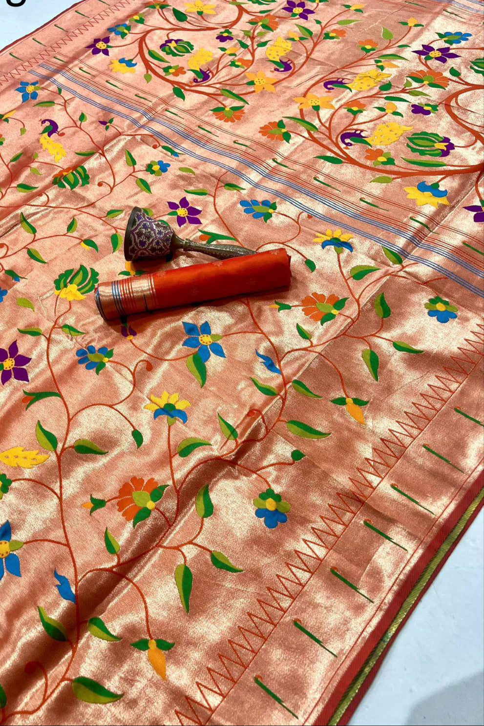 Grey Clouds Kanchivaram Paithani Silk Saree