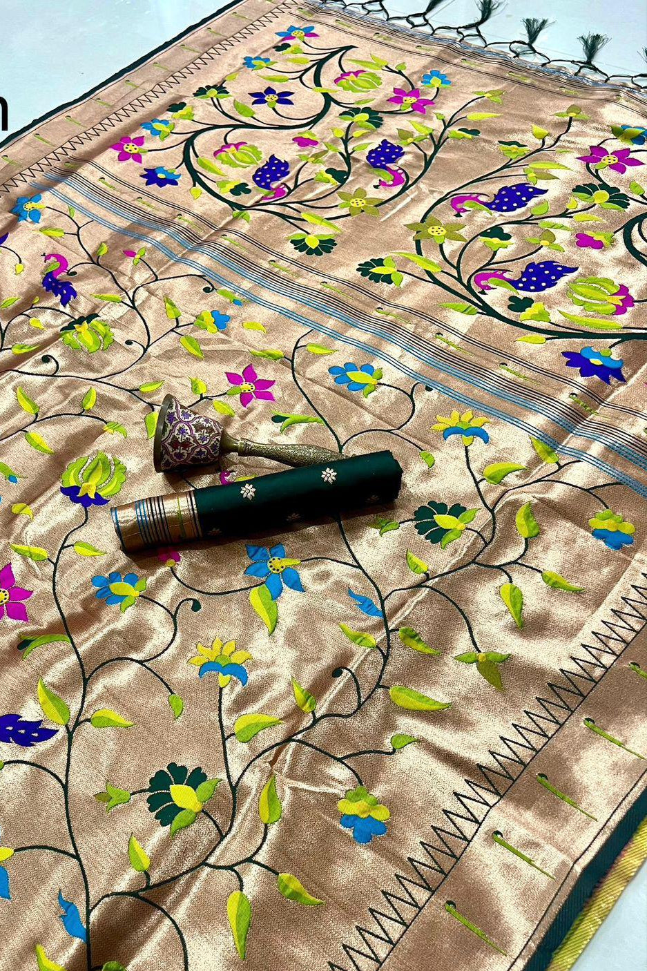 Grey Clouds Kanchivaram Paithani Silk Saree