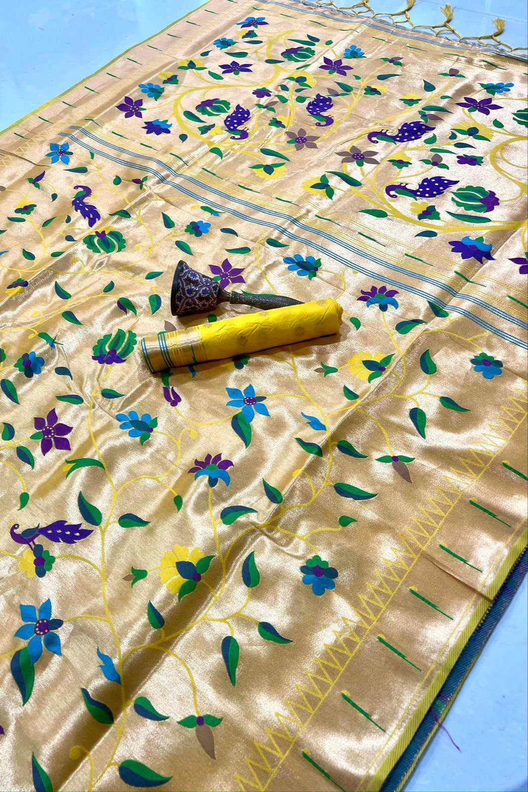 Grey Clouds Kanchivaram Paithani Silk Saree