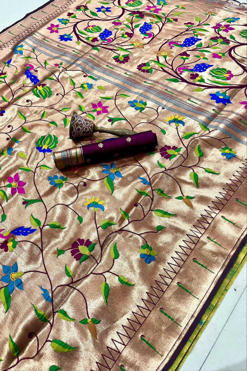 Grey Clouds Kanchivaram Paithani Silk Saree