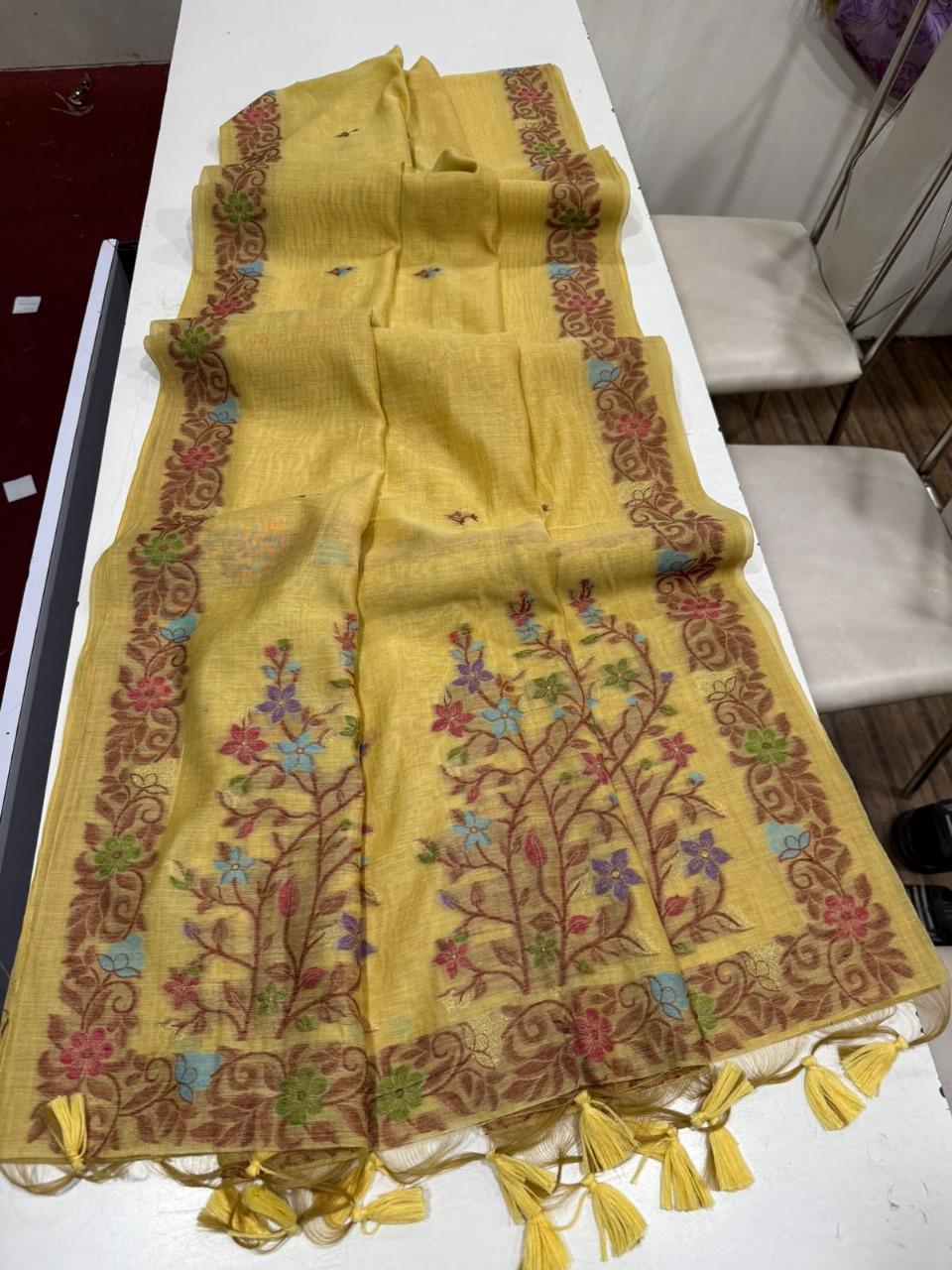 The Golden Boat Muga Cotton Saree