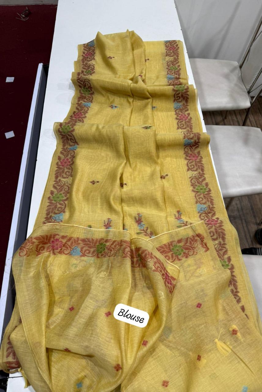 The Golden Boat Muga Cotton Saree