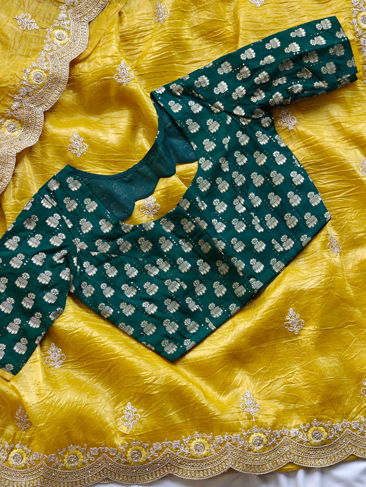 Party Night Yellow Crush Silk Saree