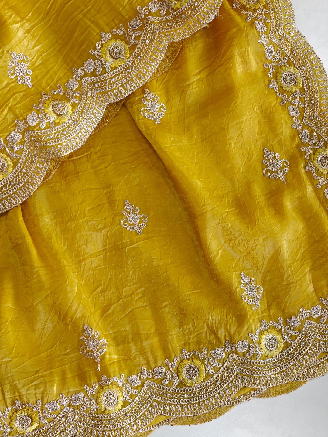 Party Night Yellow Crush Silk Saree