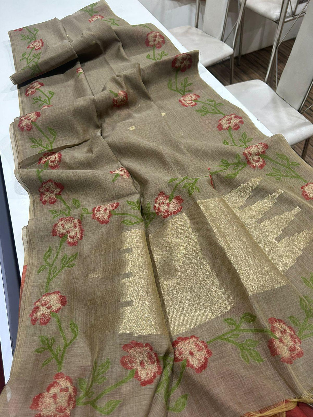 Easy Elegance Muga Silk Jamdani Saree