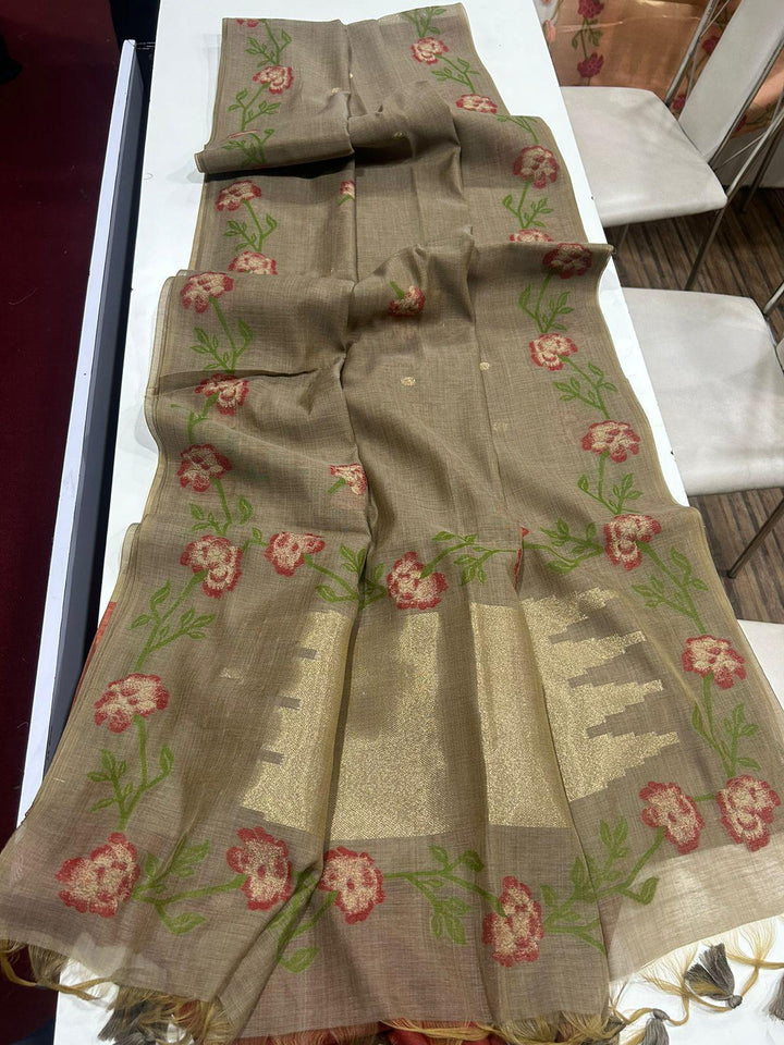 Easy Elegance Muga Silk Jamdani Saree