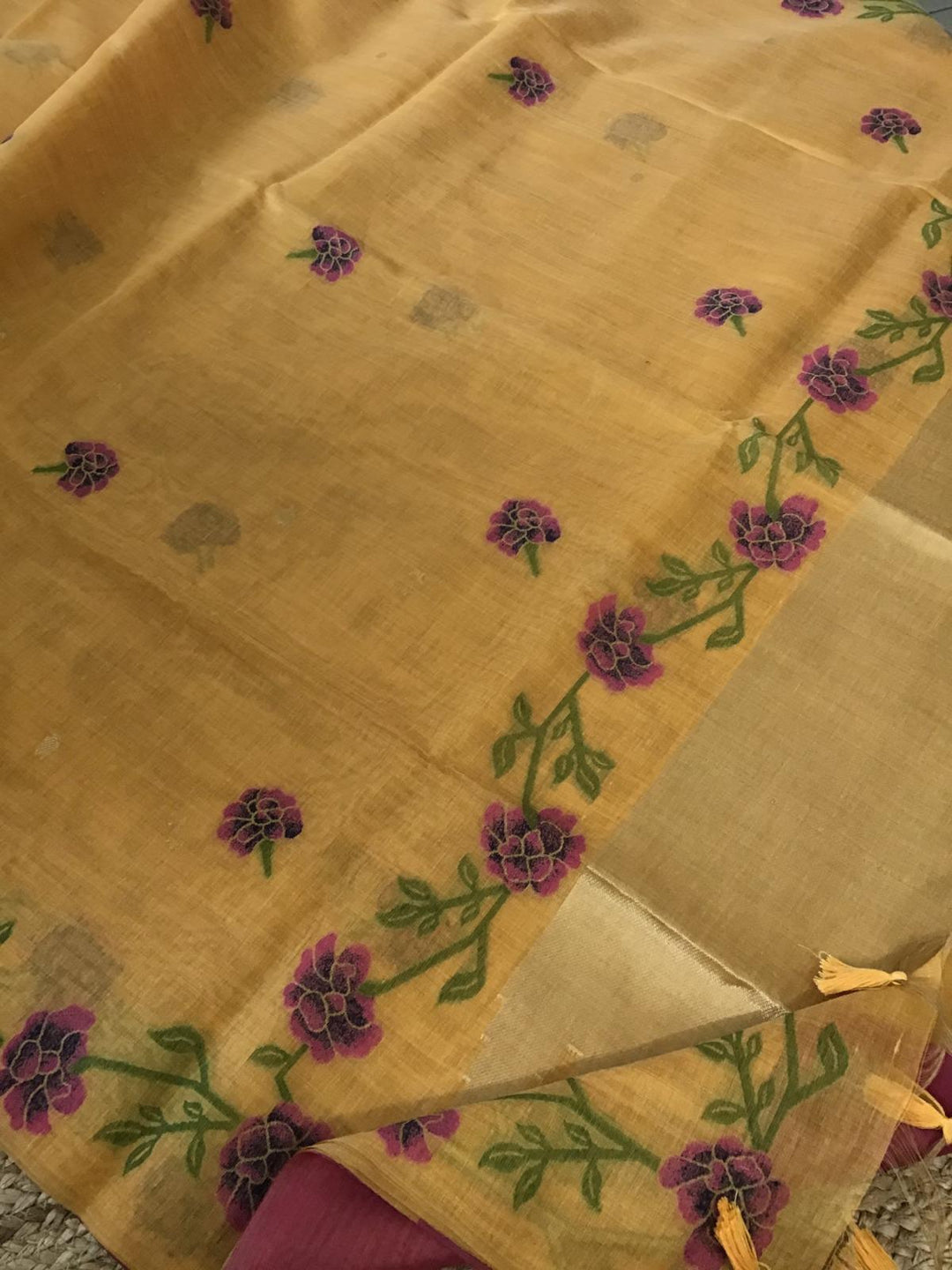 Easy Elegance Muga Silk Jamdani Saree
