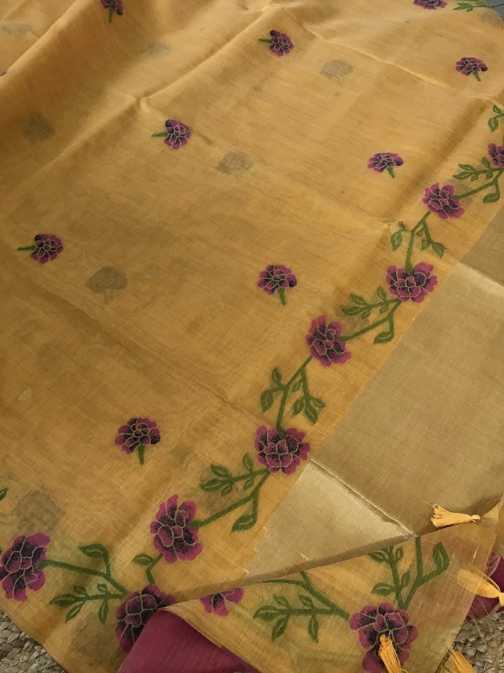 Easy Elegance Muga Silk Jamdani Saree