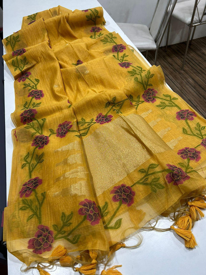 Easy Elegance Muga Silk Jamdani Saree