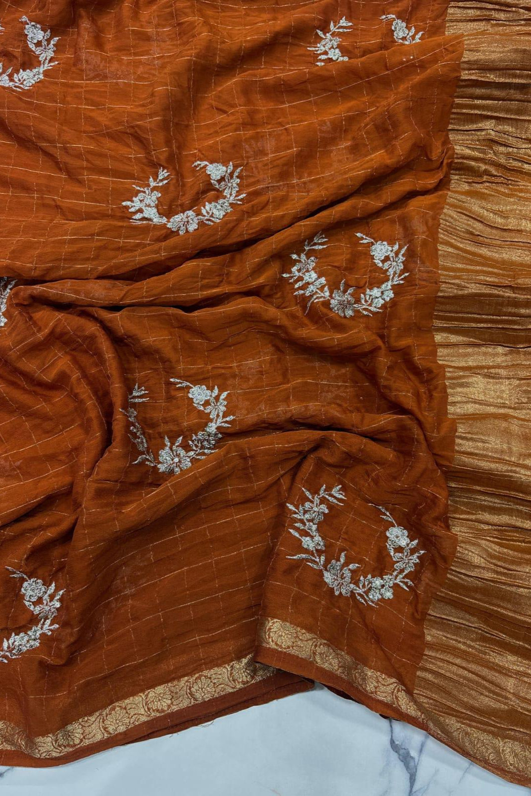 A Sacred Flower Chinnon Silk Saree