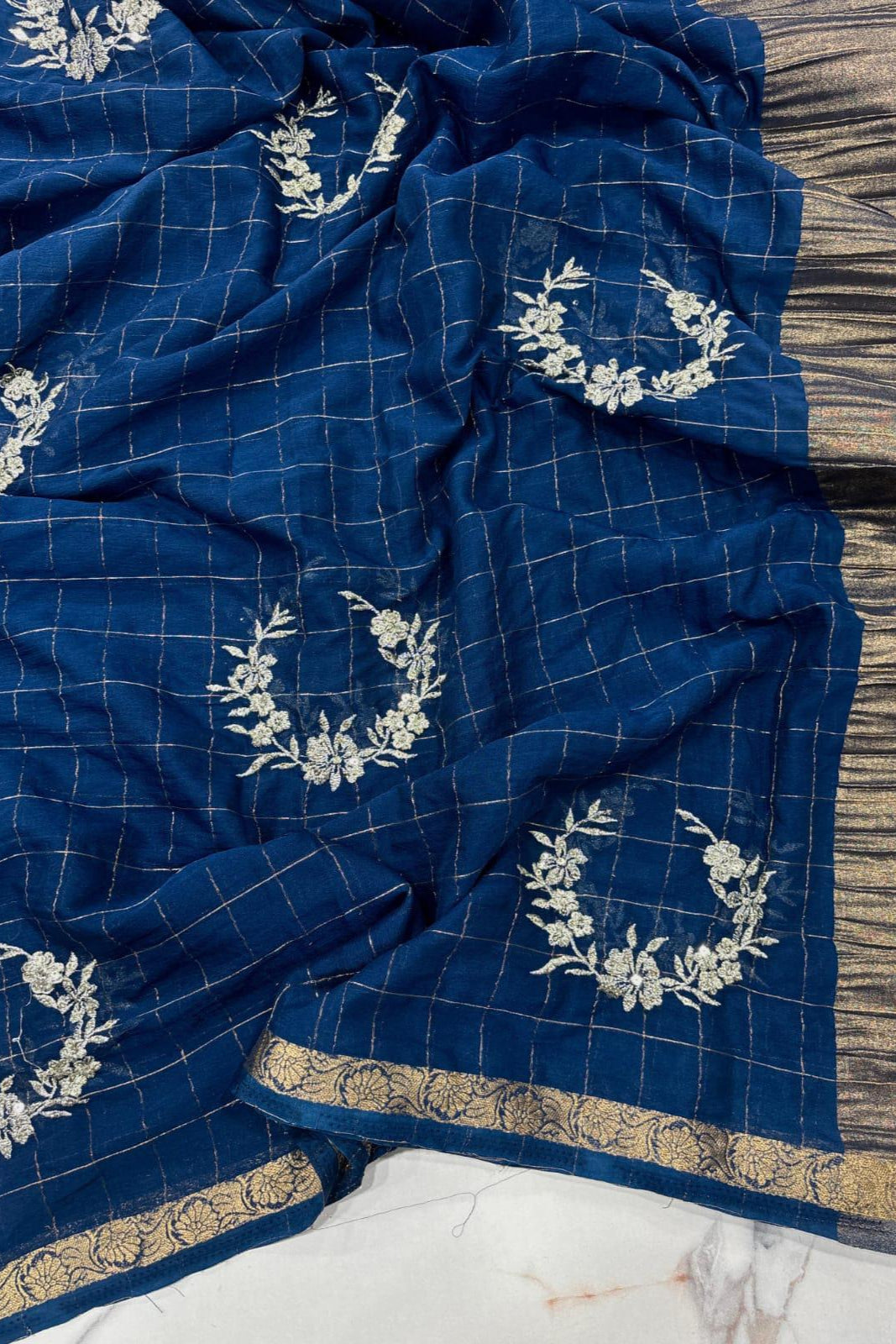 A Sacred Flower Chinnon Silk Saree