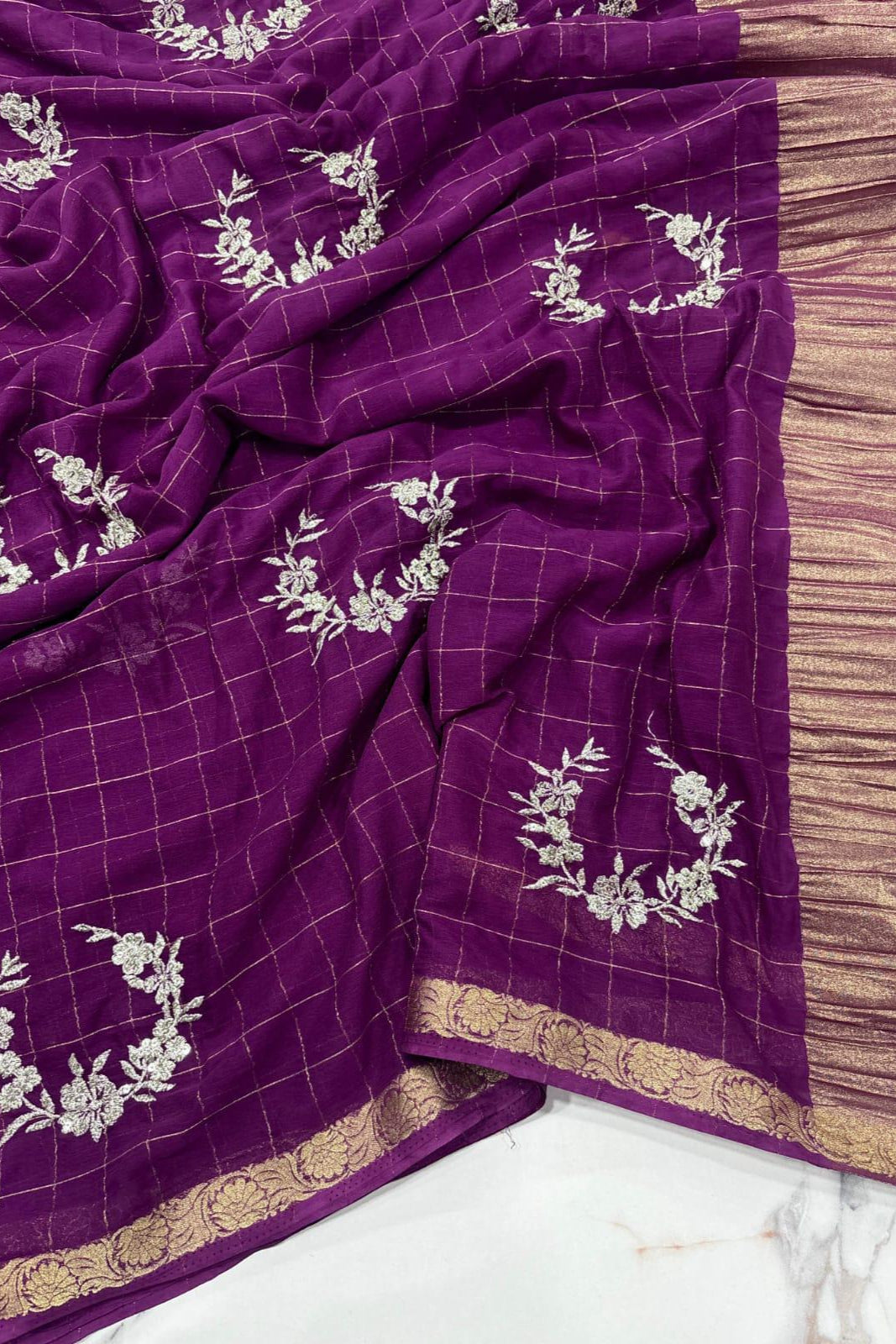 A Sacred Flower Chinnon Silk Saree