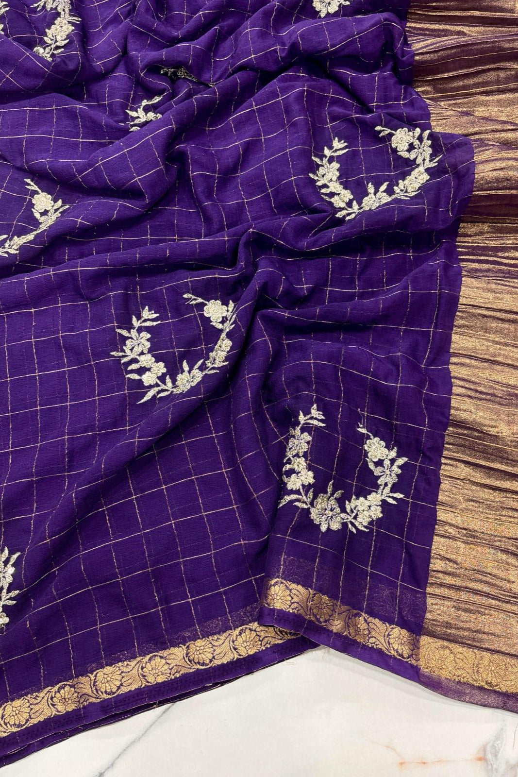 A Sacred Flower Chinnon Silk Saree