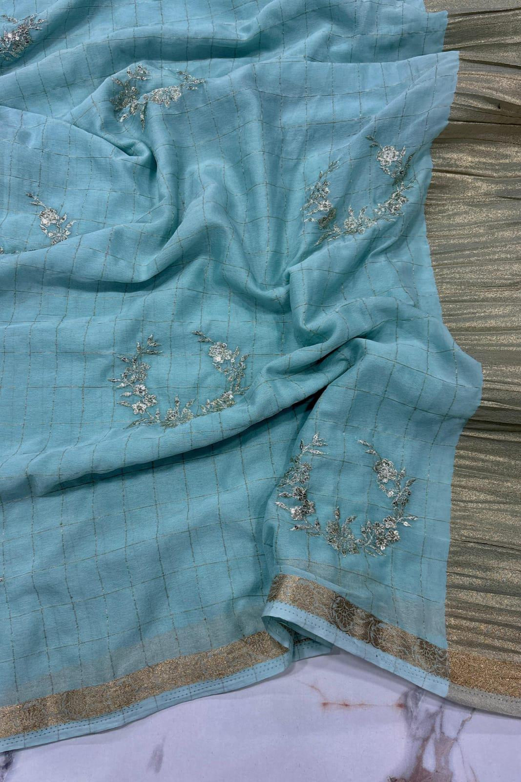 A Sacred Flower Chinnon Silk Saree