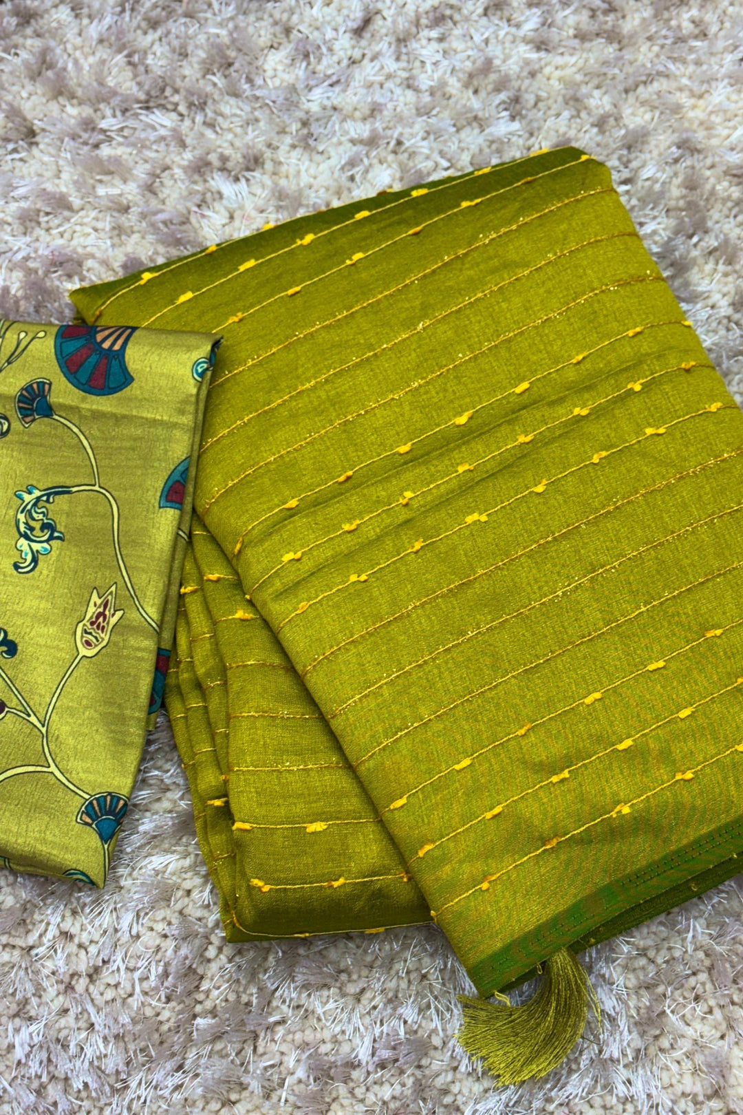 Bhoomi Saaj Kora Silk Green Saree