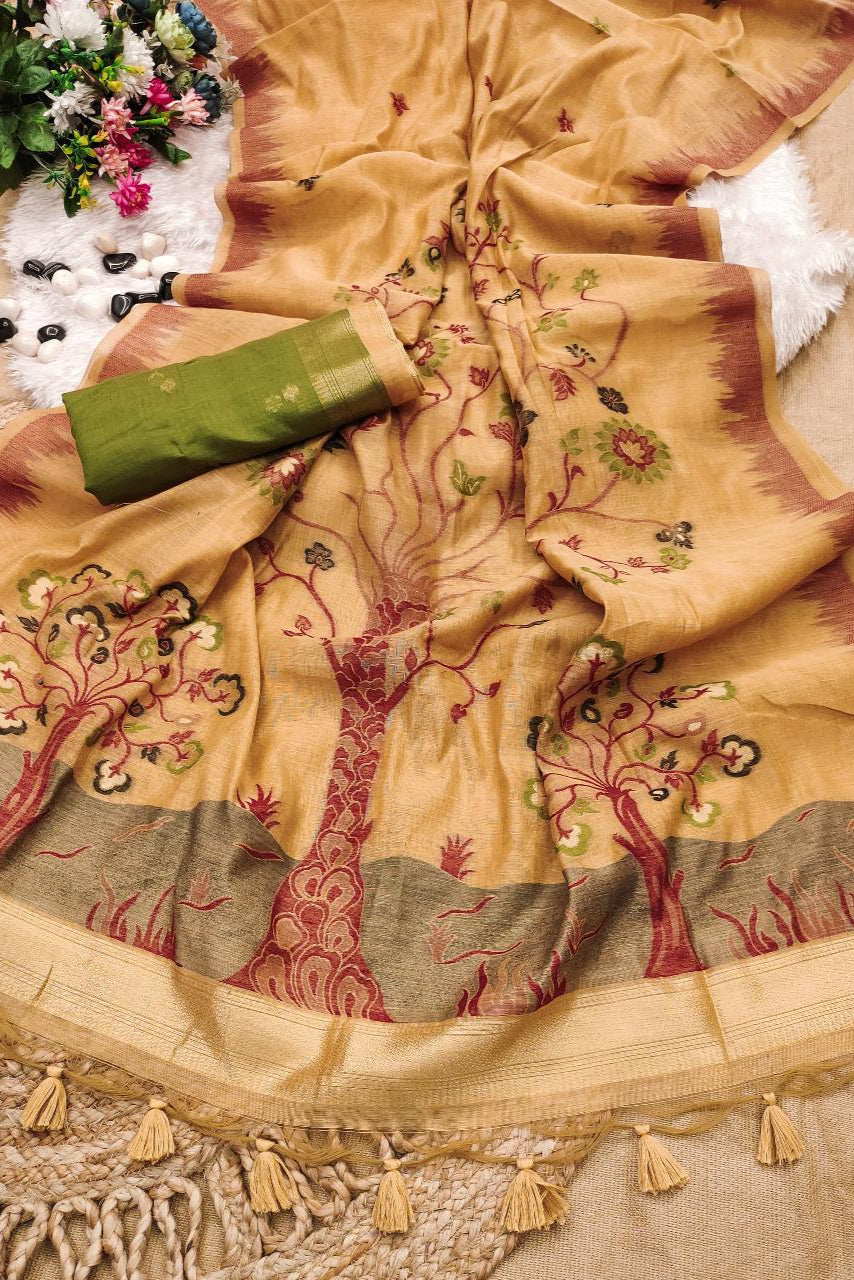 Fusion Fashion Muga Cotton Saree