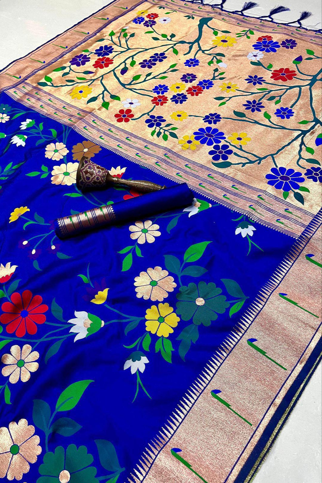 Flower Shower Kanchivaram Paithani Silk Saree