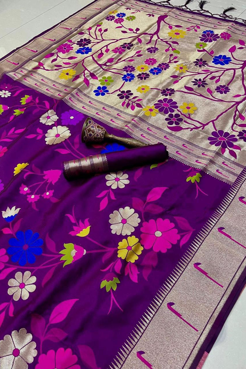 Flower Shower Kanchivaram Paithani Silk Saree