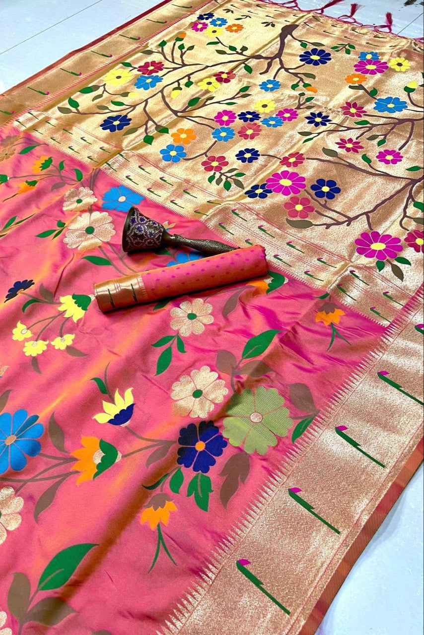 Flower Shower Kanchivaram Paithani Silk Saree