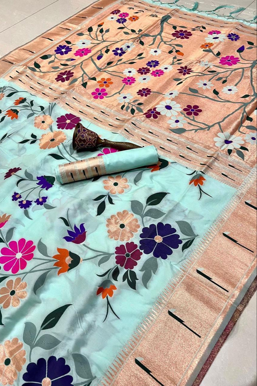 Flower Shower Kanchivaram Paithani Silk Saree
