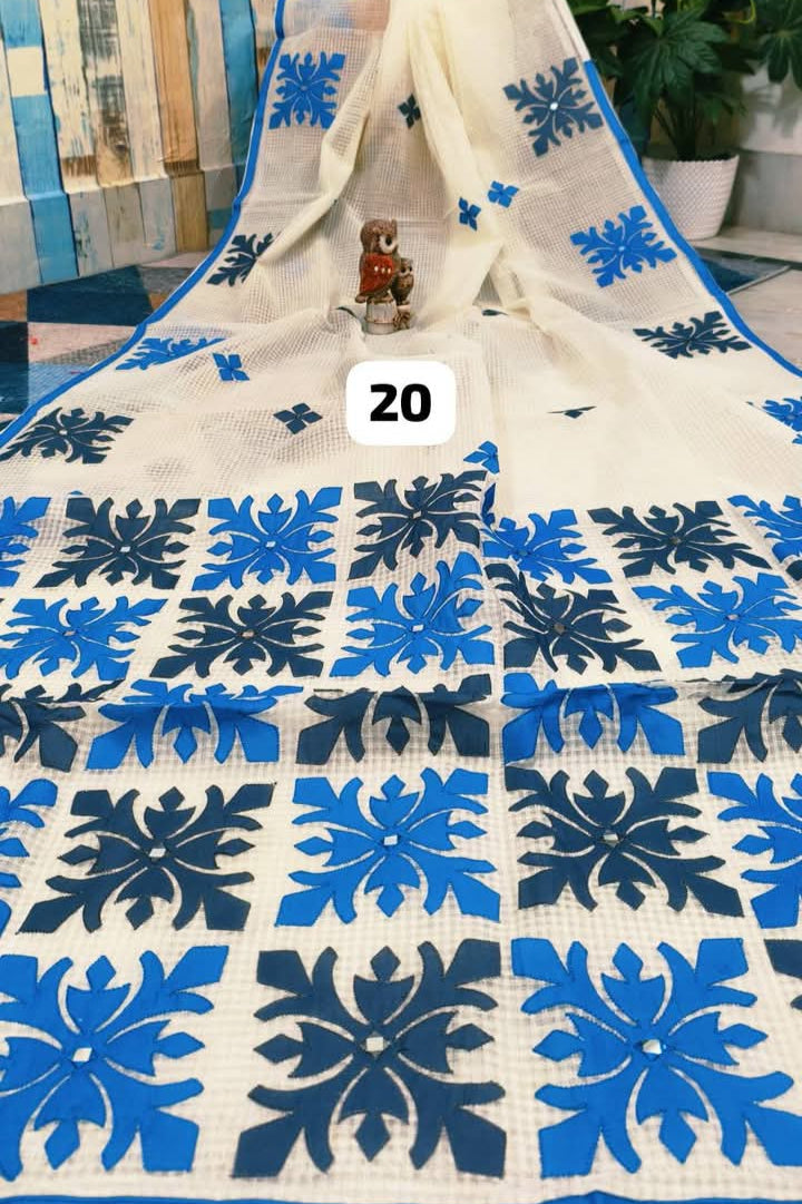 Shobder Kagoje Kota Applique Saree