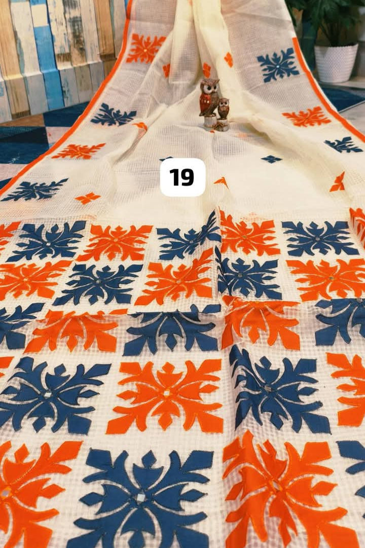 Shobder Kagoje Kota Applique Saree