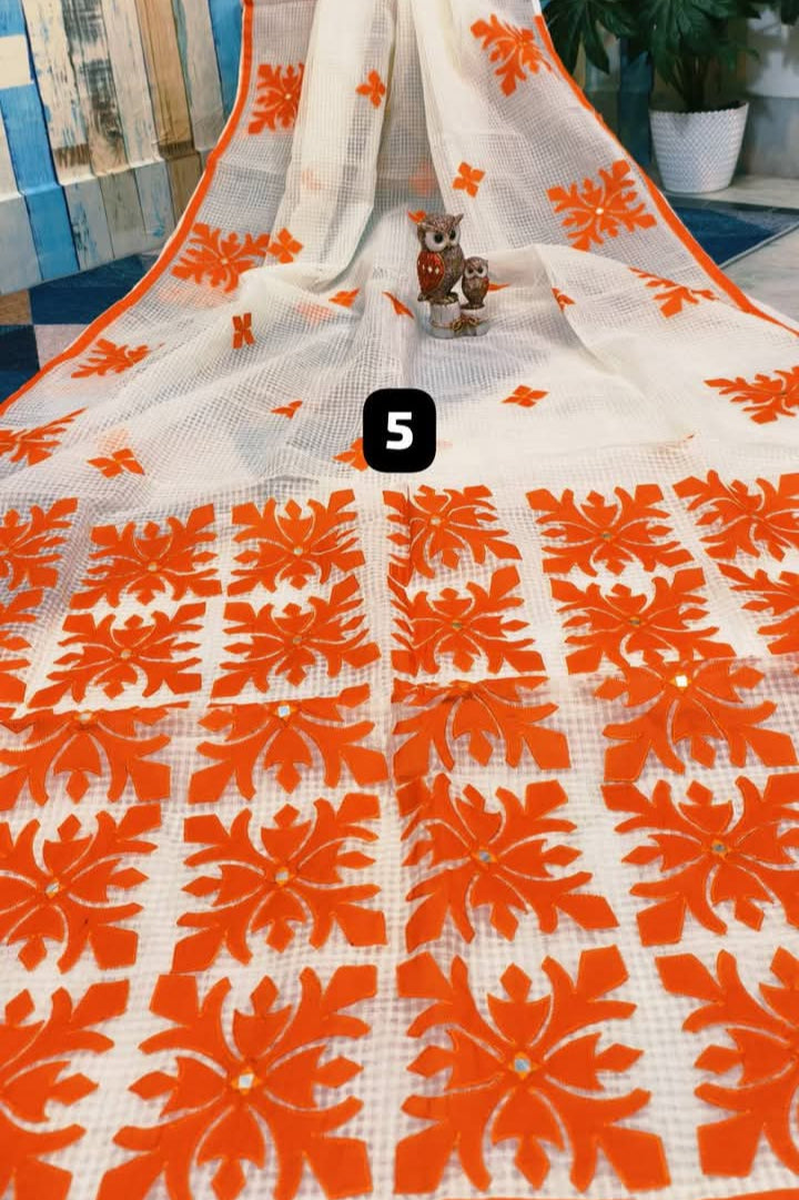 Shobder Kagoje Kota Applique Saree