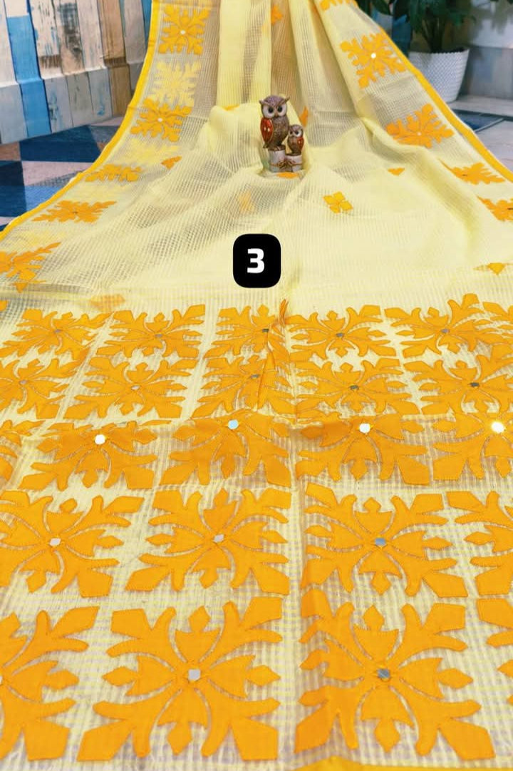 Shobder Kagoje Kota Applique Saree