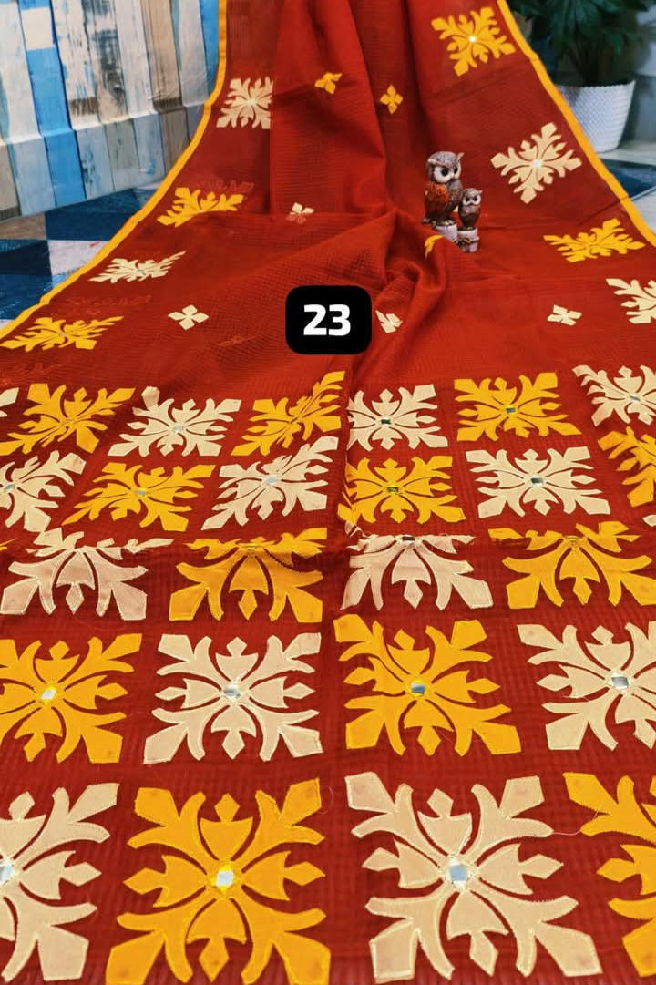 Shobder Kagoje Kota Applique Saree