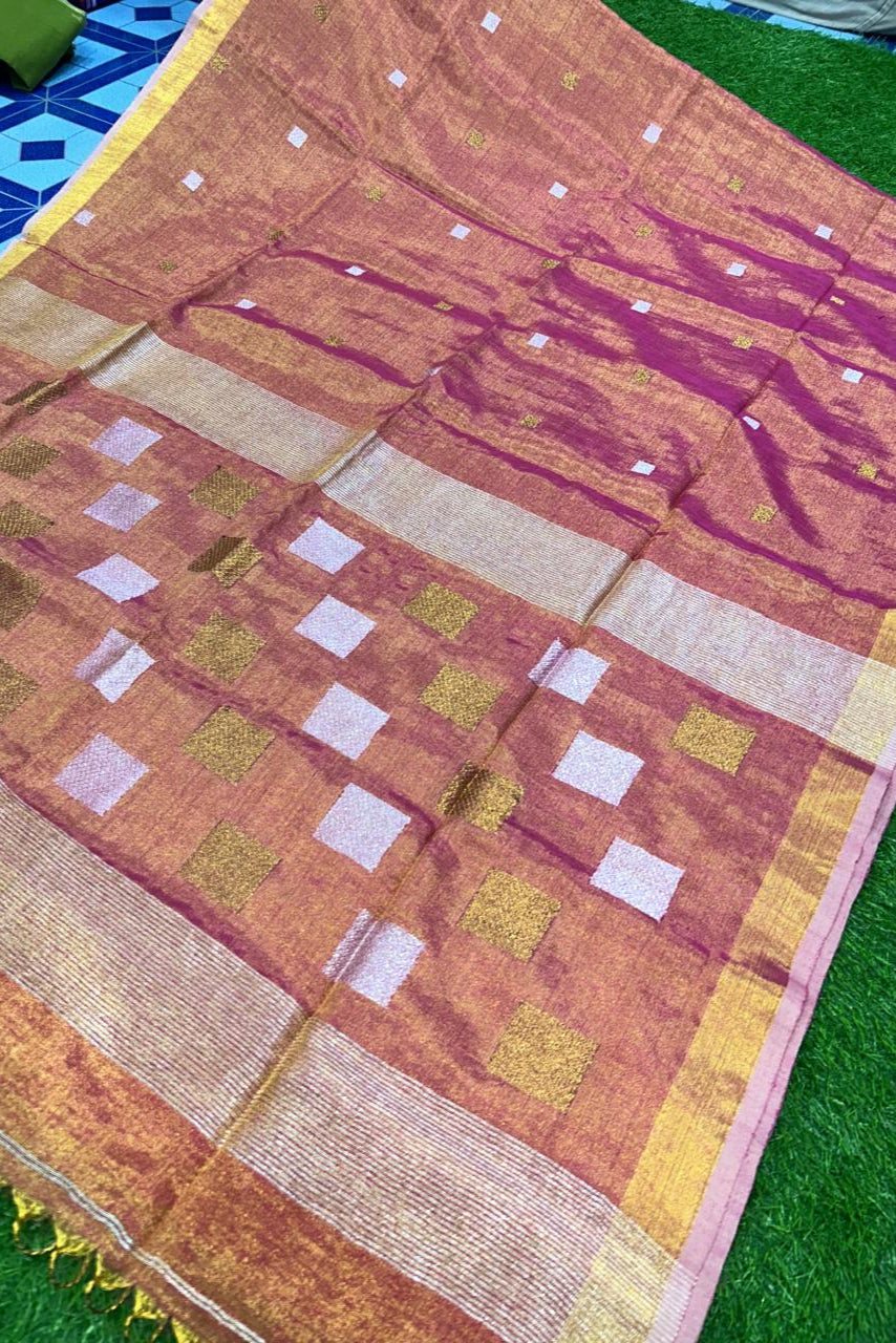 Shonamukhi Tissue Linen Banarasi Saree