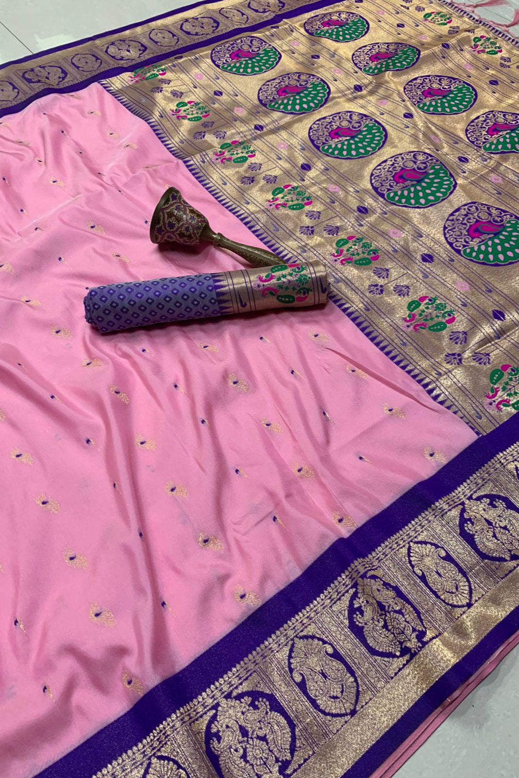 Maratha Grace Paithani Pink Silk Saree