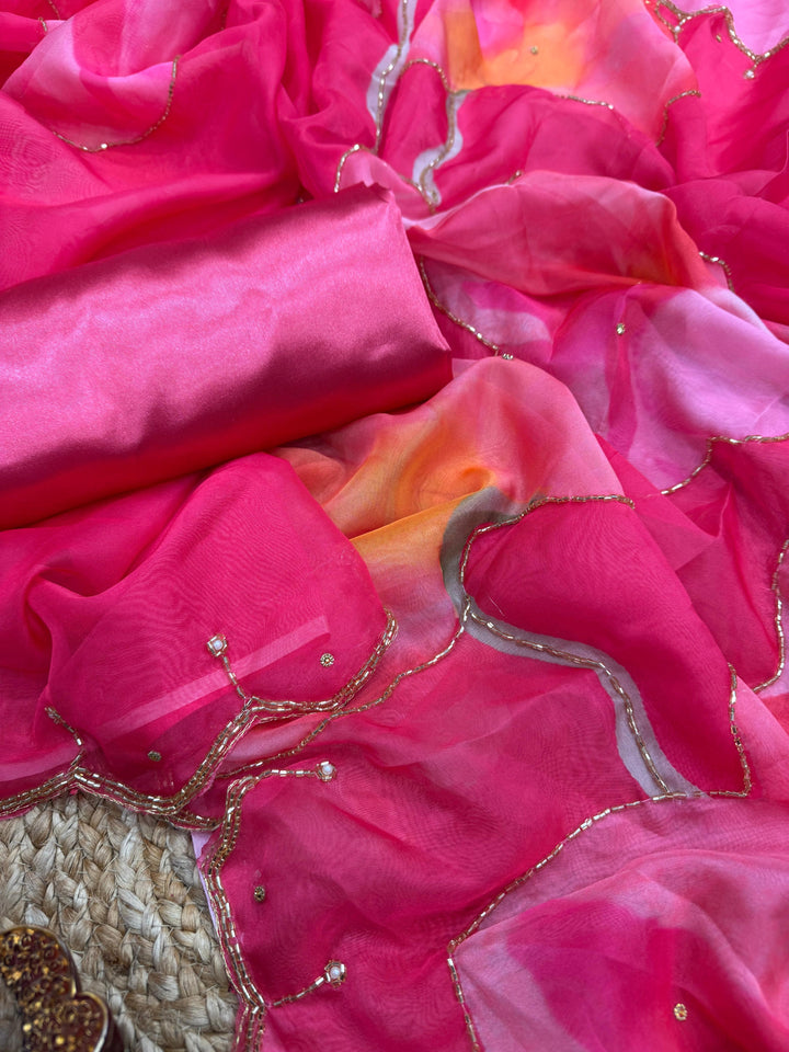 Line Of Colors Organza Saree
