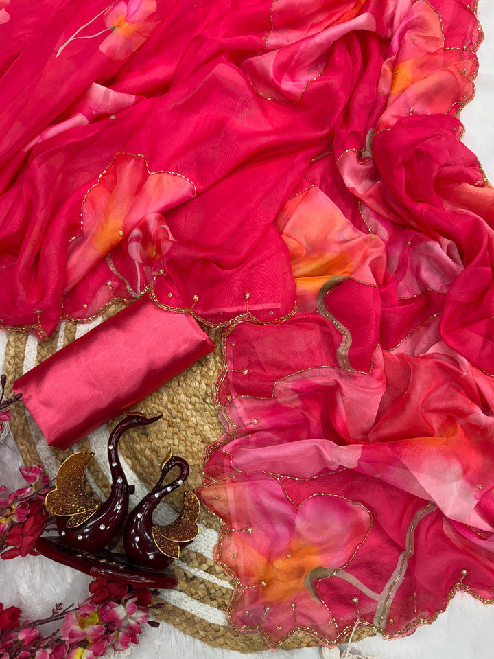 Line Of Colors Organza Saree