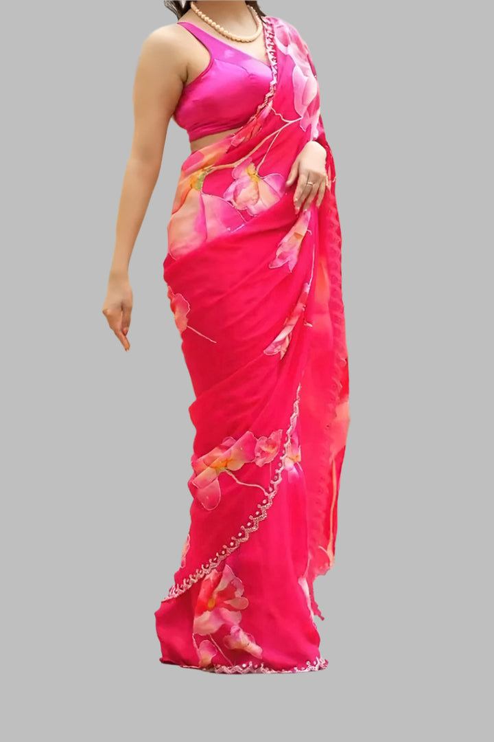 Line Of Colors Organza Saree