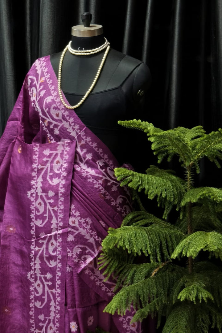 Kachha Sona Gachi Tussar Jamdani Saree