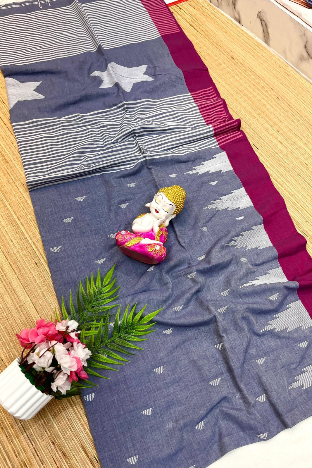 Monimala Temple Border Khadi Cotton Saree